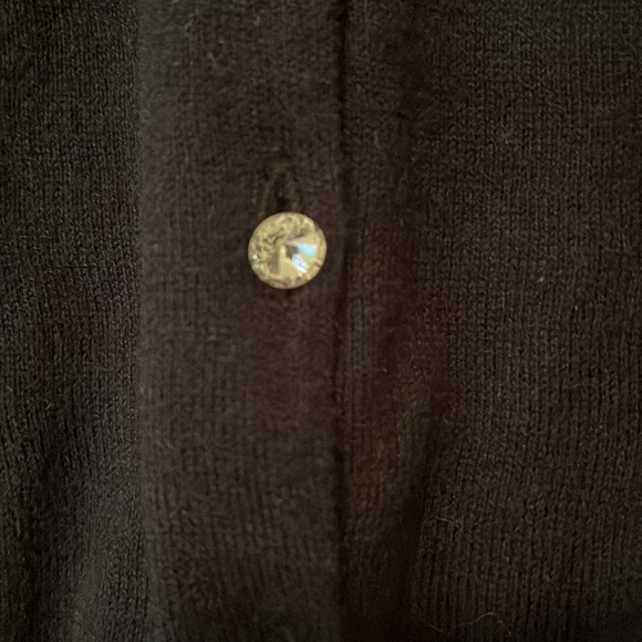 Black cardigan animal print neckline rhinestone button detail- rosette detail - Picture 5 of 6